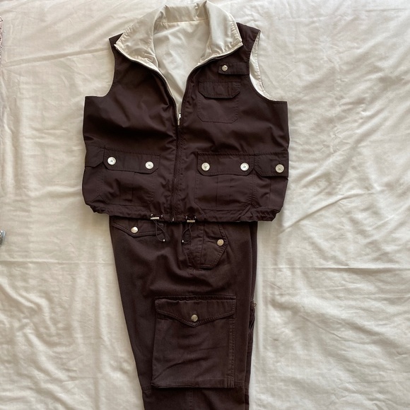 Ralph Lauren Capri Cropped Pants Sz 12 + Women's Reversible Matching Vest  Large - Picture 3 of 4